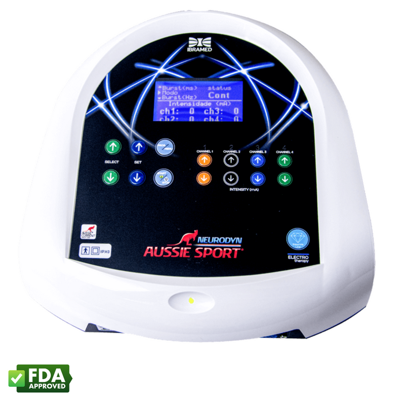 Ibramed Aussie Sport 4-Channel Electrostimulation Machine with Aussie Waveform w/10 Protocols